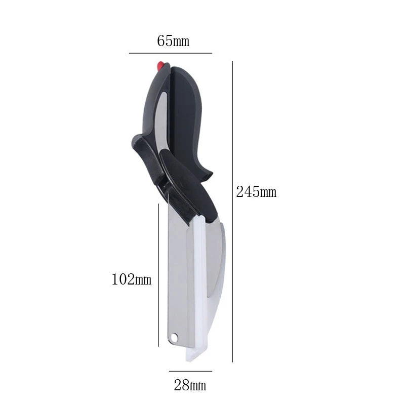 Separable Stainless Steel Barbecue Steak Cutting Shear Household Vegetable Scissors 2 in 1 Multi Kitchen Tool Fruit Knife