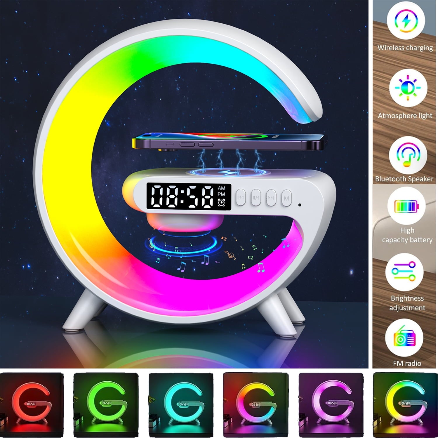 Sunrise Alarm Clock with Wireless Charging & Bluetooth Speaker