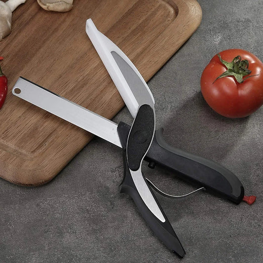 Separable Stainless Steel Barbecue Steak Cutting Shear Household Vegetable Scissors 2 in 1 Multi Kitchen Tool Fruit Knife